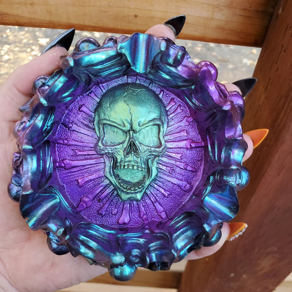 Chameleon Shift Iridescent Skull Dish or Tray