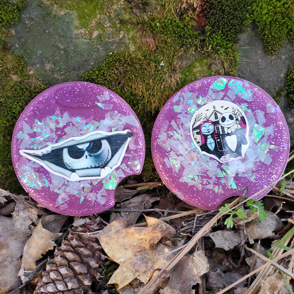 Jack and Sally Car Coasters Set of 2