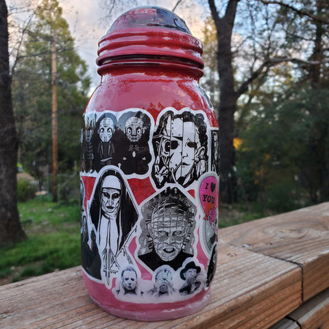 I Heart Horror Movies Glass Stashjar