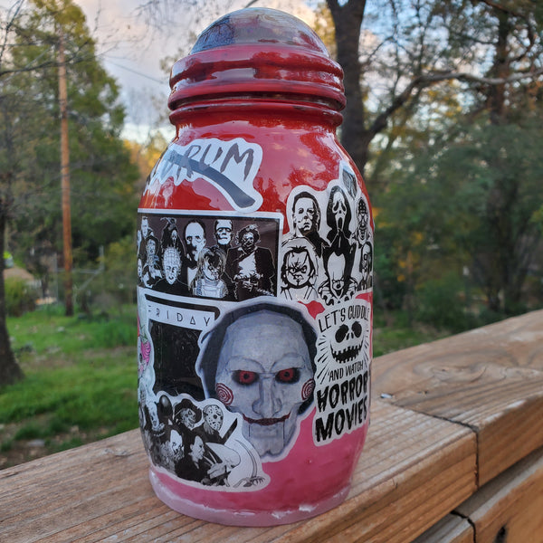 I Heart Horror Movies Glass Stashjar