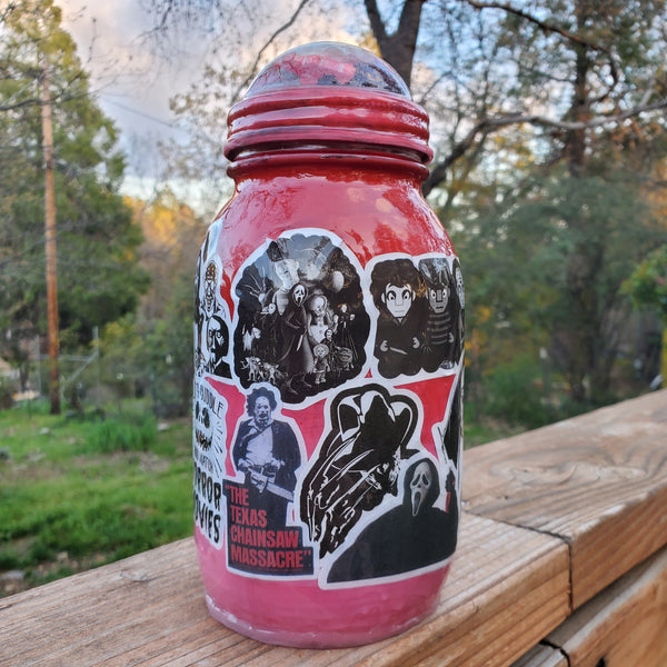 I Heart Horror Movies Glass Stashjar