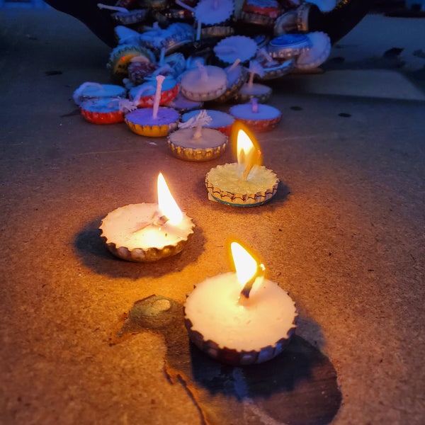 Recycled Bottle Cap Candles Mixed Scents and Colors