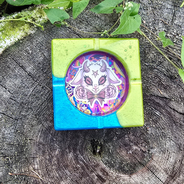 Baby Baphomet Goat Head Kawaii Multi-Color Ashtray