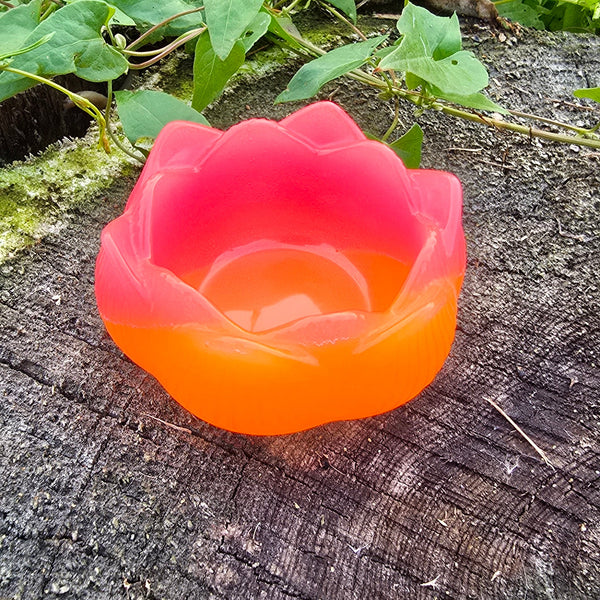 Neon Glow In The Dark Pink and Orange Lilly Tea Light Candle Holder