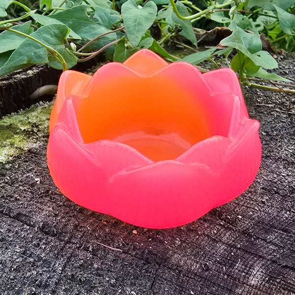 Neon Glow In The Dark Pink and Orange Lilly Tea Light Candle Holder