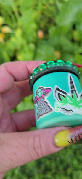 Side artwork on Girl Power handmade mini glass jar