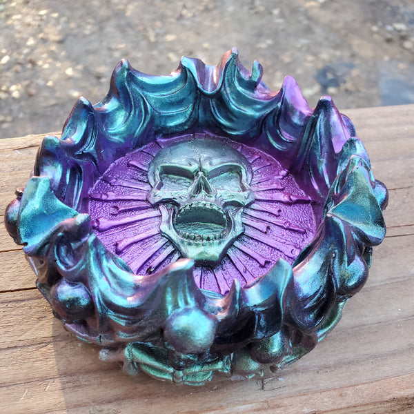 Chameleon Shift Iridescent Skull Dish or Tray